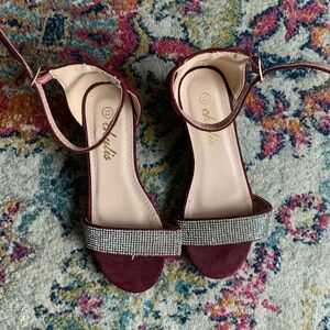 Chic Burgundy Sandals with Silver Accents